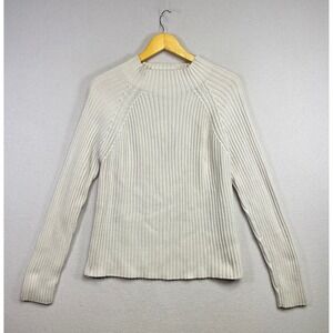 CROSSROADS Ribbed Mock Neck Sweater Knit Pullover Beige XL